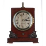 Rare mahogany night watchman's clock, the 5.5" silvered dial signed Jas Whitelaw, Edinburgh,