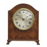 Electric Bulle-Clock, the 4.25" silvered dial within a rounded arched inlaid walnut case, 9.75" high