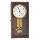 French ATO style battery wall clock, the 5.75" cream dial signed Clairetta with subsidiary seconds