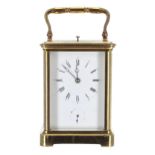 Interesting and unusual French repeater carriage clock with alarm, the Pons movement striking on a