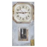 Charvet-Delorme electric wall clock, the 6.5" square dial with centre seconds within a grey metal