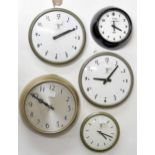 Two TR Services 9" and 1/6" TR Services slave dial clocks in metal cases; also a Chloride Gent 6"