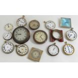 Quantity of assorted 8 day timepieces, Goliath pocket watches, travel clocks etc