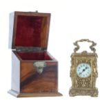 French miniature carriage clock timepiece, inscribed beneath the base L. Contreau, 36, Boulevard des