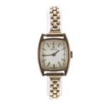 Omega 9ct rectangular cased lady's wristwatch, London 1973, serial no. 35980xxx, rectangular
