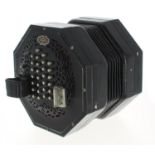 Good Wheatstone Aeola English system treble concertina, bearing the maker's trademark shape metal