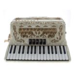 Brandoni 120 bass piano accordion, with five treble couplers (one a musette), two bass couplers,