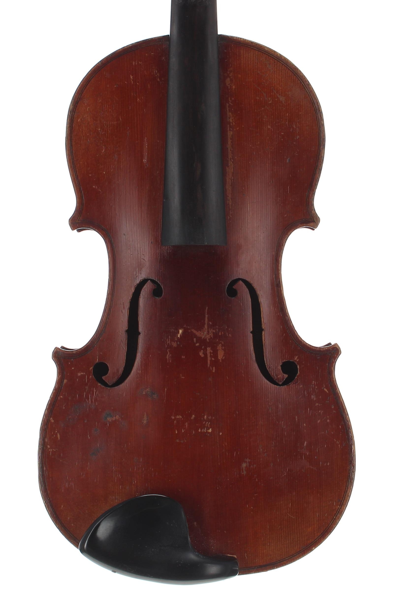 French Mirecourt violin labelled Copie de Deconeti (Michel), Venise 1742, 14 1/16", 35.70cm