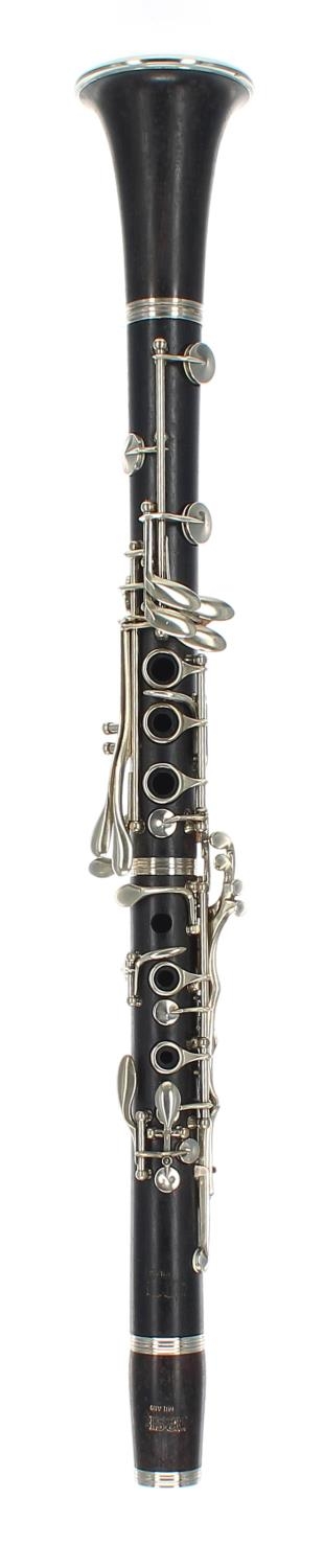 Old blackwood clarinet by and stamped Orsi, Milan, case