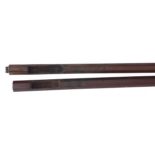 Old bow stick, unstamped, 39gm; together with an old violin bow stick, unstamped, 35gm (2)