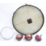 Besson bass drum with seven tension screws and 25" skin, bearing the Besson trademark metal