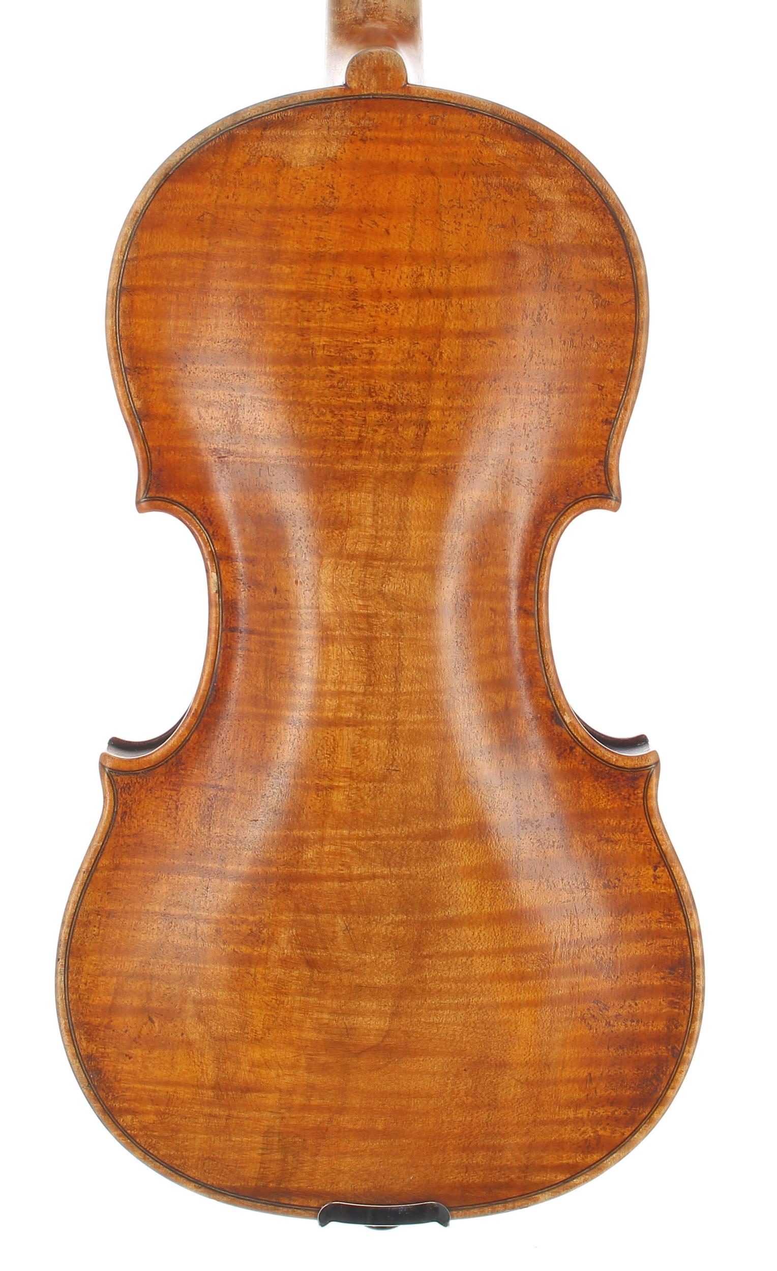Interesting 19th century violin labelled Giovani Grancino..., the one piece back of faint broad curl - Image 2 of 3