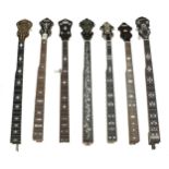 Seven various old banjo necks, two Epiphone, two Flinthill, Gretsch, Recording King and Alvarez 97)