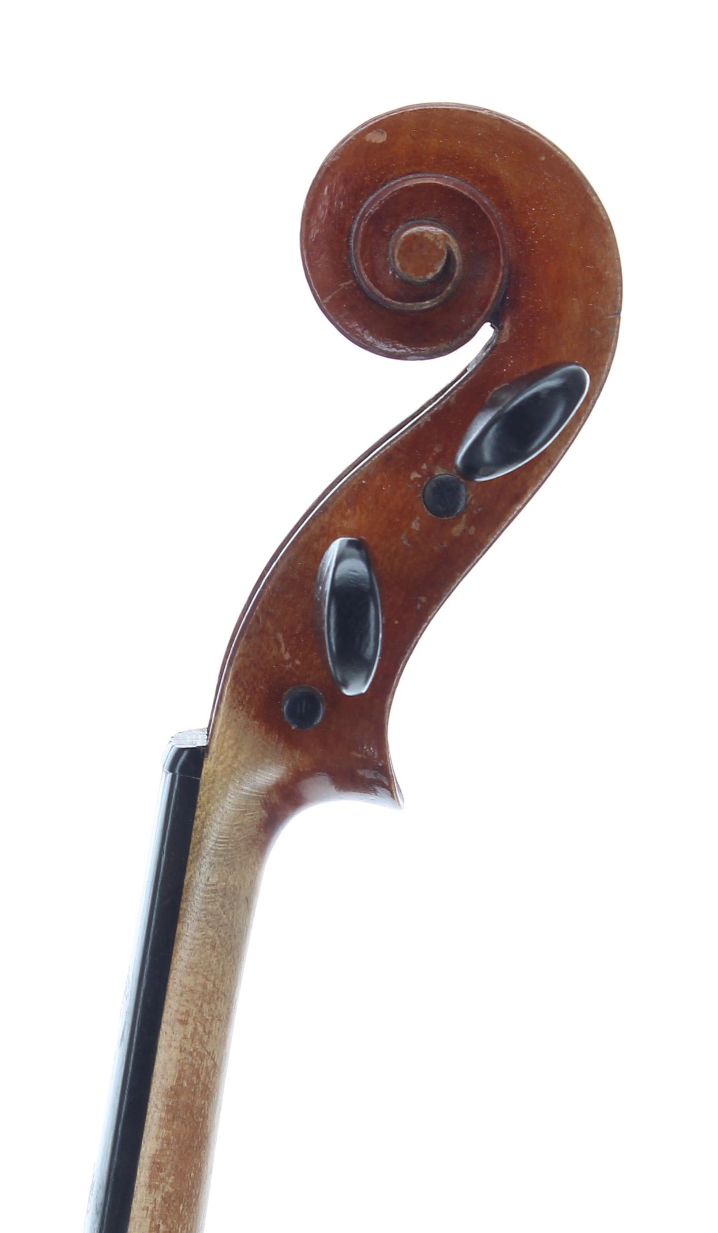 French Mirecourt violin labelled Copie de Deconeti (Michel), Venise 1742, 14 1/16", 35.70cm - Image 3 of 3