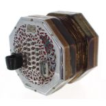 Fine rare and historically important Wheatstone English concertina, bearing the maker's trademark