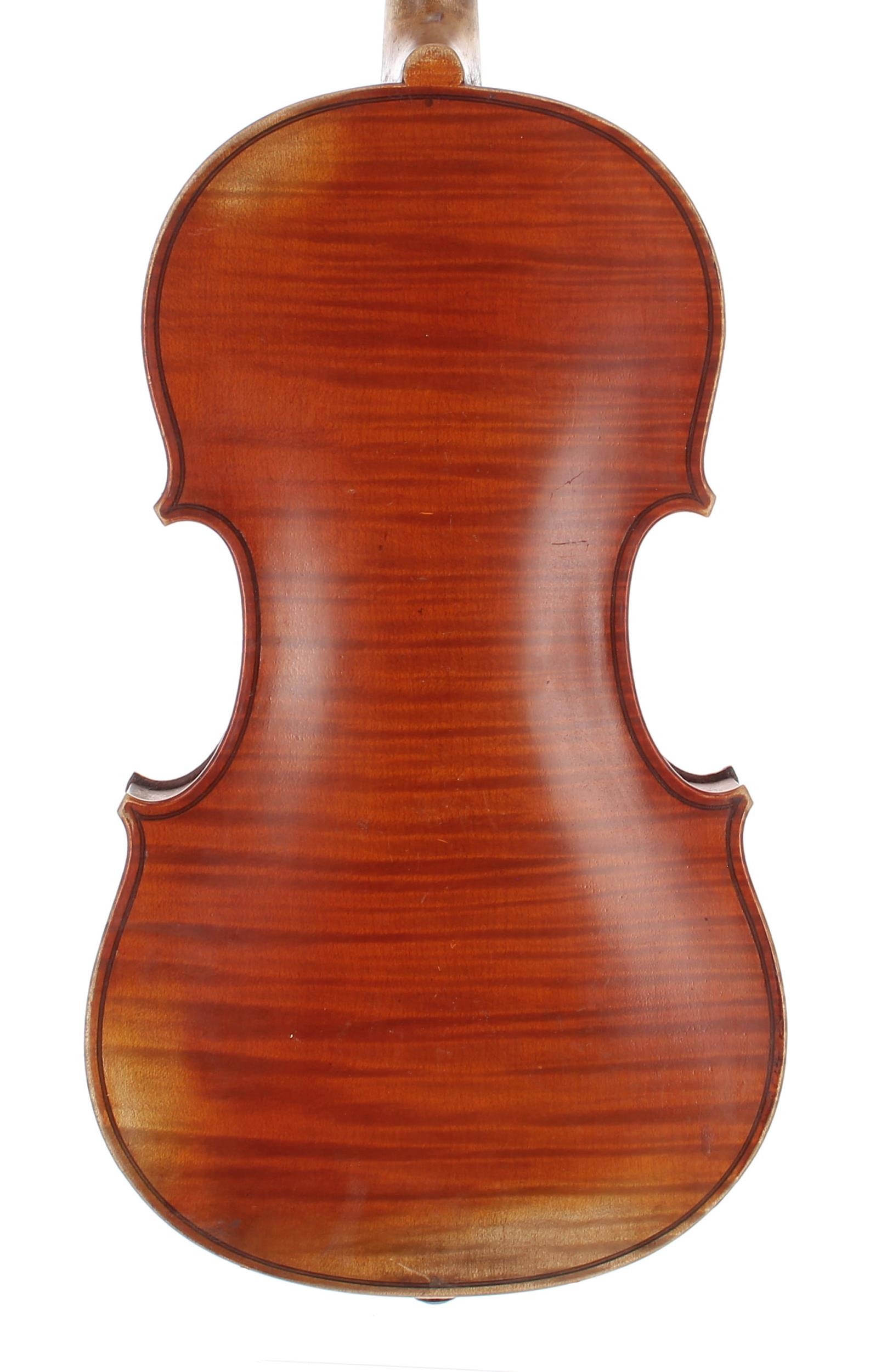 French violin labelled Diter & Lorange, Luthiers á Marseilles, l'an 1930, the one piece back of - Image 2 of 3