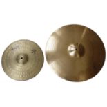 Large contemporary Zildjian cymbal, 20" diameter; also a Paiste 200 top hi-hat 14" cymbal (2)