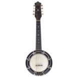 John Gray & Sons of London mandolin banjo, bearing the maker's circular trademark brass plaque to