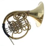 Old brass French horn by and stamped Knopff, Markneukirchen, Sa. Made in Germany, Paxman semi-
