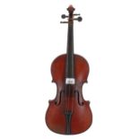 French three-quarter size violin circa 1900, 13 5/16", 33.80cm