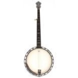Gretsch Broadcaster Supreme five string open back banjo, with 11" skin, mother of pearl foliate