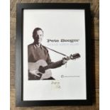 Pete Seeger - handwritten postcard from the legendary American musician, mounted and framed with