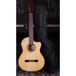 Santos Martinez electro-acoustic cutaway classical guitar, with gig bag