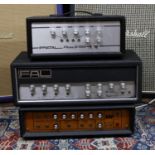 Simms Watts AP100 guitar amplifier head; together with a Fal Super 100 amplifier head and a Fal
