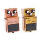 Boss DS-1 Distortion guitar pedal; together with a Boss DN-2 Dyna Drive guitar pedal (2)