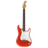 1984 Fender Fullerton Era '62 Stratocaster electric guitar, made in USA; Body: Fiesta red finish,