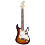 2005 Fender American Standard Stratocaster electric guitar, made in USA; Body: three-tone sunburst