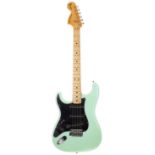 1977 Fender Stratocaster left-handed electric guitar, made in USA; Body: sea foam green refinished