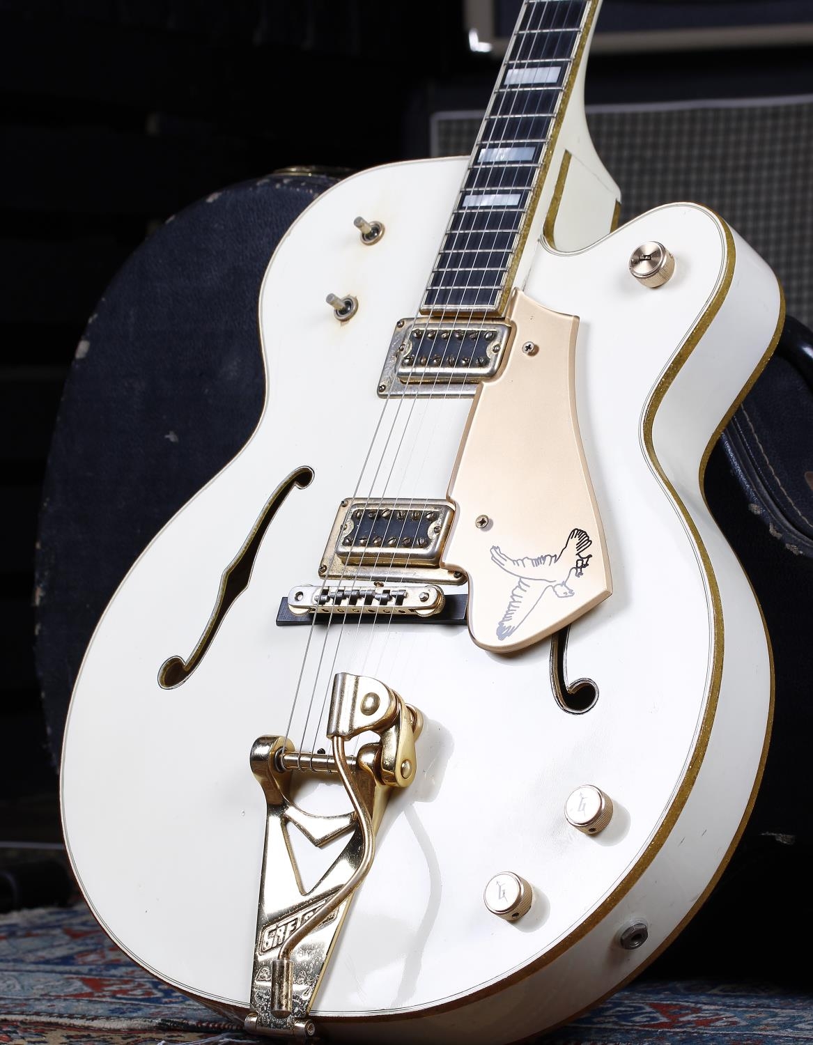Rick Parfitt and Johnny Hallyday - 1975 Gretsch White Falcon 7593 hollow body electric guitar,