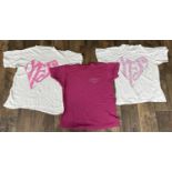 Prince - two original 1988 Lovesexy tour T-shirts; together with a Lovesexy tour 'working crew' pink