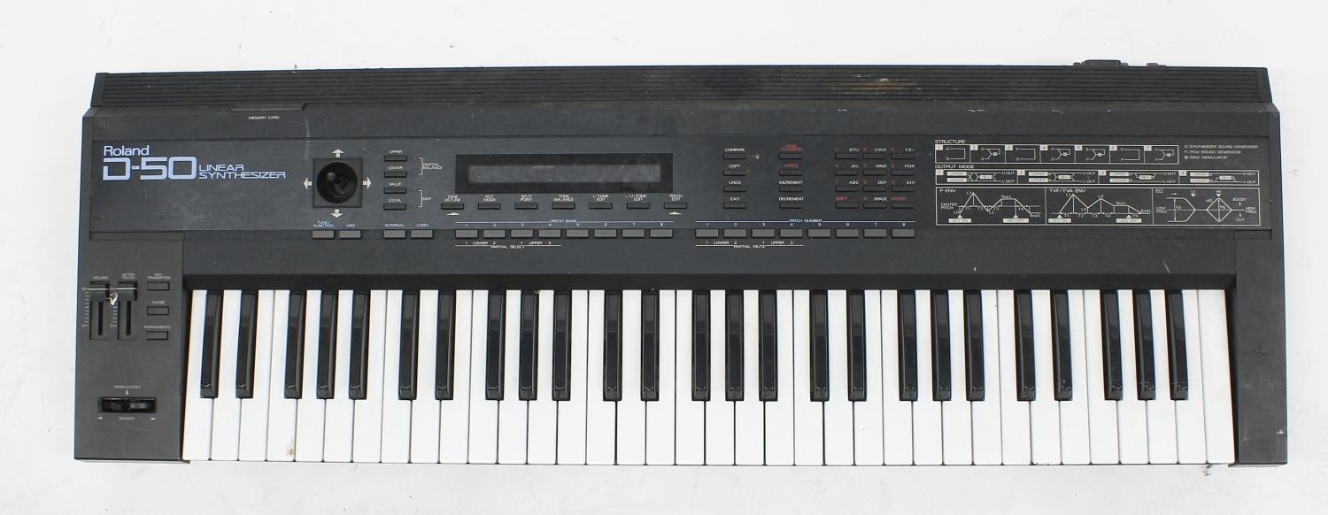 Roland D-50 Linear Synthesizer keyboard, made in Japan, ser. no. 874993