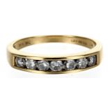18ct yellow gold seven stone diamond ring, 0.50ct approx, width 3.5mm, 3gm, ring size N