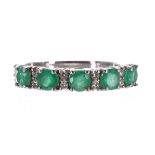 Effy Brasillica 14ct white gold emerald and diamond half eternity ring, with five round emeralds,