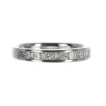 Modern 18ct white gold diamond half eternity ring, princess and baguette-cuts, band width 3.5mm, 3.
