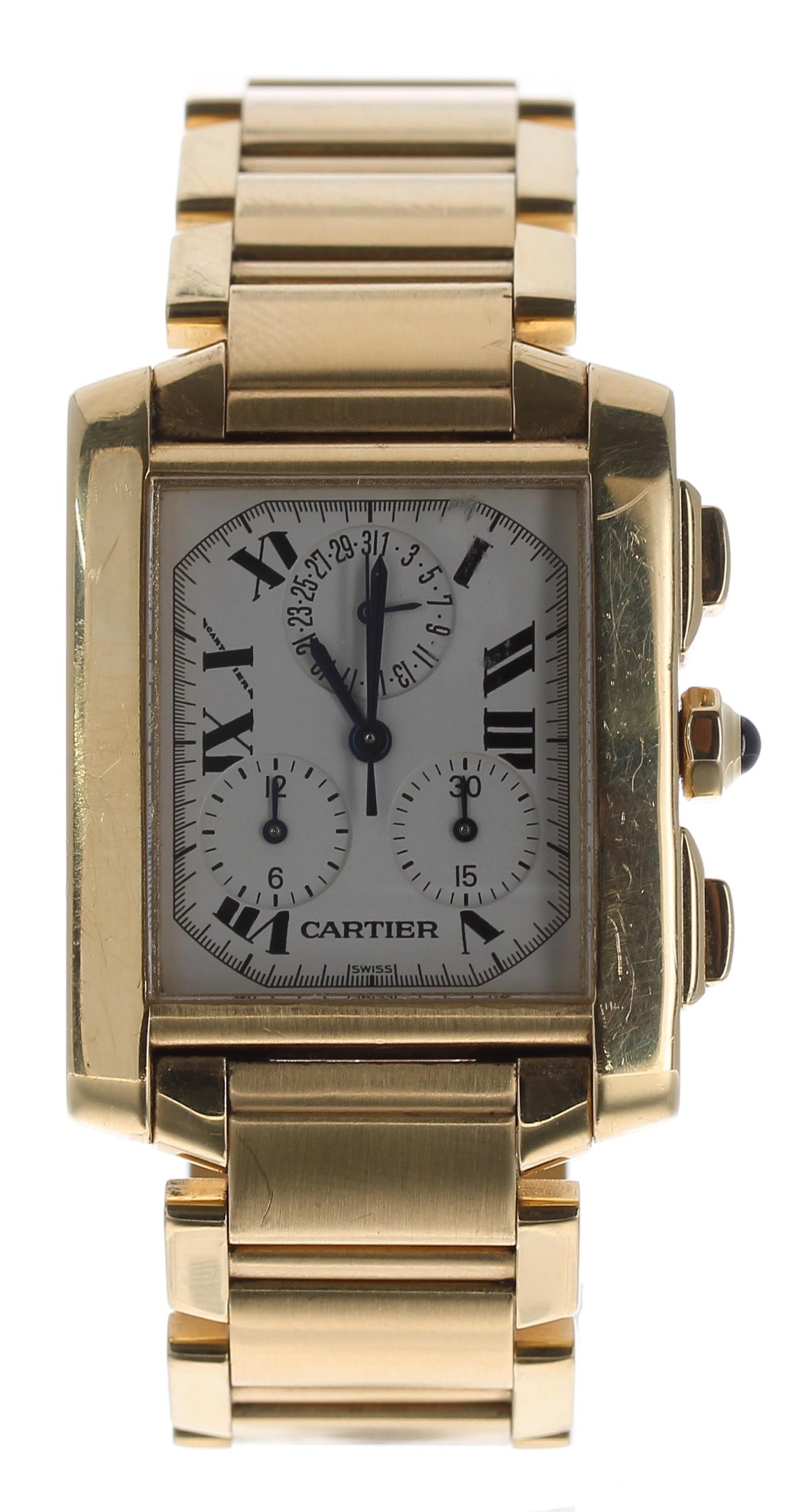 Cartier Tank Francaise Chronoflex 18ct gentleman's wristwatch, reference no. 1830, serial no.