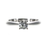 Good modern 18ct white gold solitaire diamond ring, round brilliant-cut, 0.50ct approx, clarity SI2,
