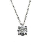 Modern round brilliant-cut diamond pendant set in white gold, on a fine 18ct chain, 0.82ct approx,