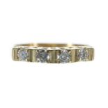 18ct yellow gold four stone diamond ring, round brilliant-cut, 0.40ct approx in total, width 3.