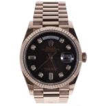 Rolex Oyster Perpetual 18ct 'Everose' Day-Date gentleman's wristwatch, reference no. 128235,