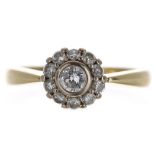 18ct yellow gold diamond cluster ring, round brilliant-cut, 0.50ct approx in total, 8mm, 4.8gm, ring