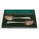 Pair of George III silver berry spoons, maker I.L possibly John Lambe, London 1781, 8.5" long 3.