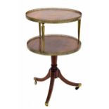 Regency mahogany and gilt brass mounted two tier dumb waiter, with two tiers with pierced