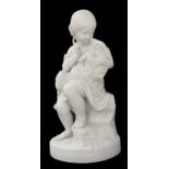 Copeland Parian figural group after J Durham 'Go To Sleep', a girl holding a dog, Art Union of