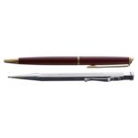 Waterman, France ballpoint pen; also a rolled silver pencil (2)