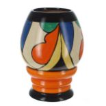 Clarice Cliff Bizarre 'Double V' vase, shape 362, 8" high (hairline crack to the body)