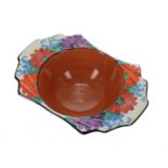 Clarice Cliff Bizarre 'Gay Day' grapefruit bowl, 6.75" wide